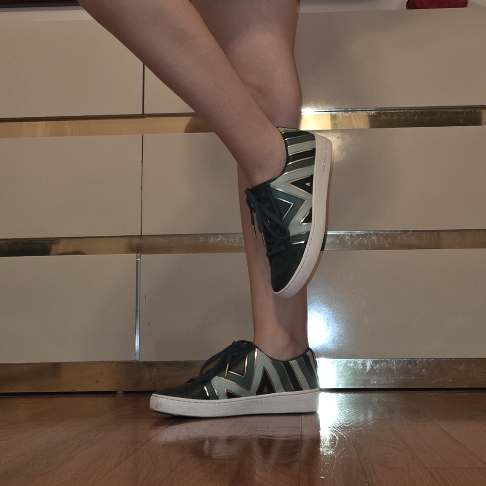 Michael Kors Keaton Lace-up Sneakers. Shades Of Green. Size 7
